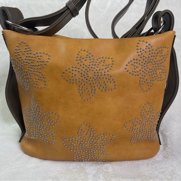 Liz Soto Handbags - NWOT Liz Soto Cross Body Handbag Adjustable Shoulder Strap Floral Studded Print